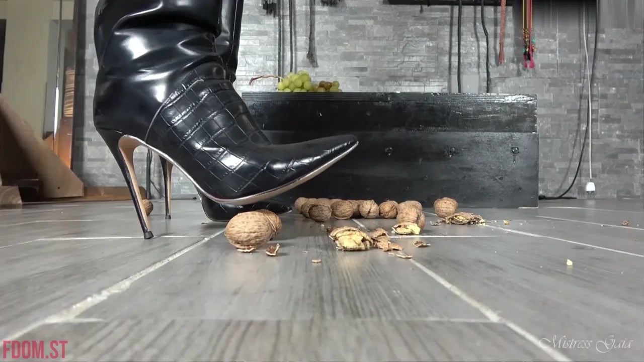 Mistress Gaia - Leather Boots Nuts and Fruit.mp4